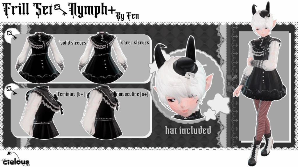 Frill Dress Nymph Edit && Hat fitted to Kitten Sculpts