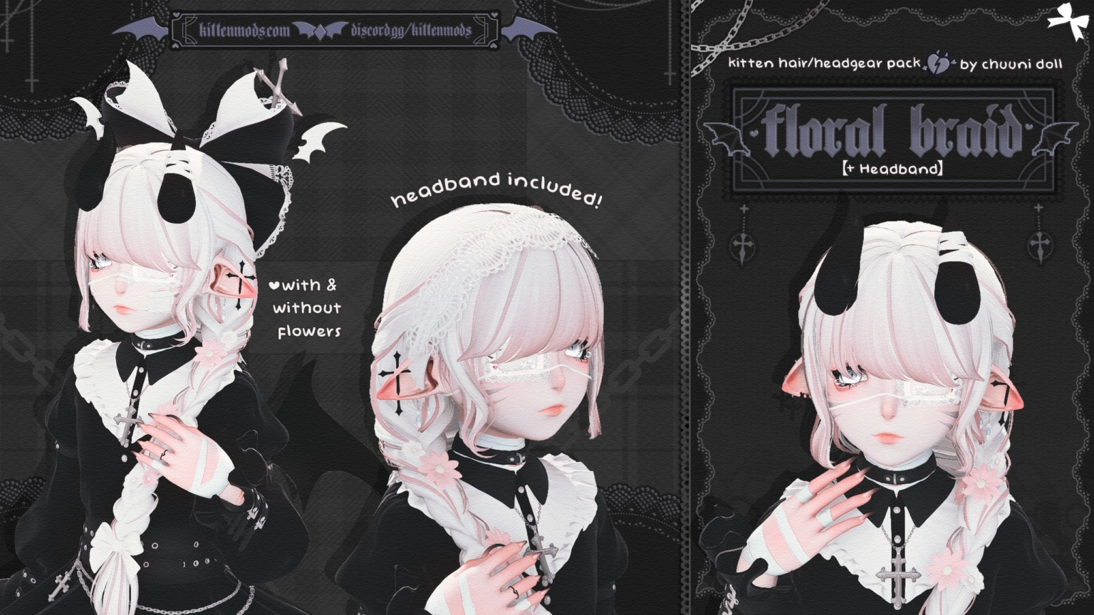 「✦Floral Braid Hair + Headband | For Kittens✦」